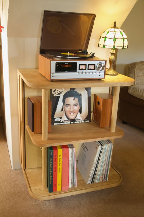 White oak tambour records cabinet